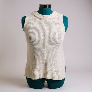 Cream Sleeveless Knit Top